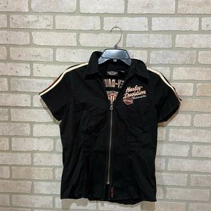 Womans full zip Harley Davidson shirt size medium